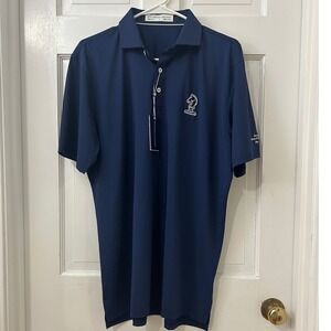 Holderness Bourne The Anderson Sz L Navy Blue Mens Golf Polo Shirt  with Logo